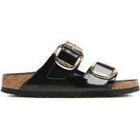 Birkenstock para mulher. 1021476 Sandálias de Couro Arizona Big Buckle (Ajuste Estreito) preto (39), Plano, Nenhum, Casual