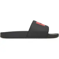 HUGO para homem. 50548061 Chinelos com logótipo na tira preta (42), Preto, Plano, Nenhum, Beachwear