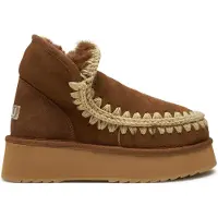 Mou para mulher. MU.FW681000A Botins em pele Mini Eskimo Platform castanho (39), Couro, Marrom, 8 a 10cm, Nenhum, Casual