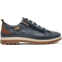 Pikolinos para mulher. W3W-6979 Sapatilhas de couro Vigo em azul-marinho (35), 1 a 3cm, Cordão, Zíper, Casual