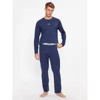 GUESS Pijama comprido 'Derrick' azul escuro / branco