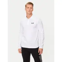EA7 para homem. 8NPF15_PJVQZ Pólo Core Identity de manga comprida em algodão stretch branco (S), Casual