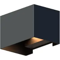 Calex Candeeiro de parede exterior Retângulo Up/down, altura 10cm, preto