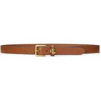 Ralph Lauren para mulher. 412968763002 Cinto estreito de couro com logotipo castanho (1X), Marrom, Casual, Pele