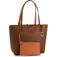 Ralph Lauren para mulher. 431795329002 Bolsa reversível Tote Medium castanha (OSFA), Marrom, Casual, Poliuretano