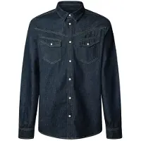 Pepe Jeans para homem. PM3090809 Camisa Western Rinse marinho (S), Casual, Algodão, Manga comprida