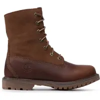 Timberland para mulher. TB18328R2421 Botins em pele com parte superior enrolada e forro castanho quente (37 W), Couro, Marrom, Plano, Cordão