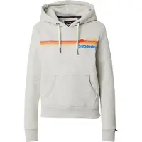 Superdry para mulher. W2012488A Moletom com capuz Rainbow Stripe cinza (S), Casual, Algodão