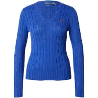 Ralph Lauren para mulher. 211971870008 Jersey de algodão em ponto de oitos azul (L), Casual, Manga comprida