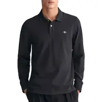 Gant para homem. 2230 Pólo Shield em piqué preto (XXL), Casual, Algodão, Manga comprida