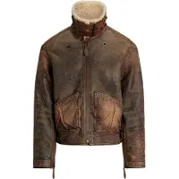 Ralph Lauren para homem. 710939176001 Casaco bomber castanho em pele de tosquia (L), Marrom, Casual