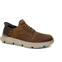 SKECHERS para homem. 205046 Ténis de couro castanho Garza Gervin (43), Marrom, Plano, Cordão, Casual