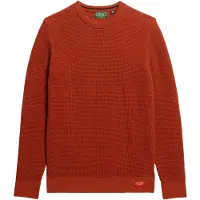 Superdry para homem. M6110657A Camisola de malha com gola redonda e textura laranja (XL), Casual, Algodão