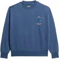 Superdry para mulher. W2012154A Sweatshirt de corte largo com logótipo metálico Luxe blue (S), Azul, Casual, Algodão, Sustentável