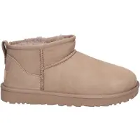 Ugg para mulher. 1116109 Classic Ultra Mini Leather Ankle Boots taupe (39), Couro, Plano, Nenhum, Casual, Homewear