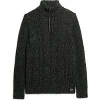 Superdry para homem. M6110639A Camisola de malha entrançada com meio fecho Jacob preto (M), Casual, Acrílico