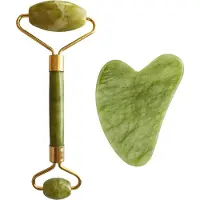 Palsar 7 Conjunto de rolo de jade Xiuyan verde claro e Gua Sha (Jadeite Xiuyan verde)