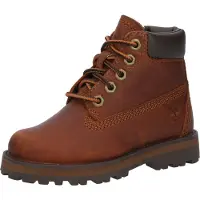 Timberland unisex para criança. TB0A28U23581 Botas de couro castanhas com atacadores Courma (21), Marrom, Plano, Cordão, Zíper, Casual, moda