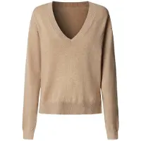 Pepe Jeans para mulher. PL7000091 Camisola bege Coraline V (XL), Casual, Algodão