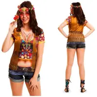 MOM Fantasia De Mulher Hippie Com T-shirt