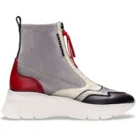 Hispanitas para mulher. CHI243628 Botins desportivos em pele cinzenta, multicoloridos (42), Couro, 3 a 5cm, Zíper, Casual, Cinza