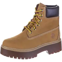Timberland para mulher. TB1A5RJD2311 Botins em pele castanha Stone Street (40 W), Couro, Marrom, 3 a 5cm, Cordão, Casual