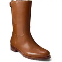 Ralph Lauren para mulher. 802980069002 Botins Tasha em pele castanha (37), Couro, Marrom, Plano, Zíper, Casual