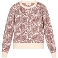 Usha Pullover 'Festival' chocolate / taupe / branco lã