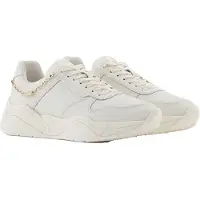 Armani Exchange para mulher. XW001617AF17443M0107 Sapatilhas de couro Equip branco (38), Plano, Cordão, Casual