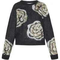 Usha Pullover cinzento / mosqueado preto