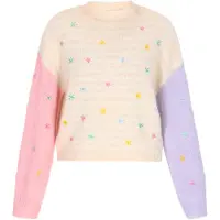 Mymo Pullover bege / roxo claro / cor-de-rosa