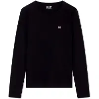 Emporio Armani para mulher. 7W000456_AF10373 T-shirt de manga comprida em malha canelada preta (S), Preto, Casual, Algodão