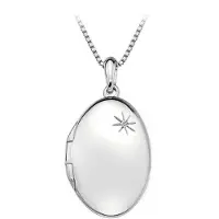 Hot Diamonds Silver Collana DP493 Memoirs Oval Locket