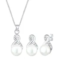 Elli Conjuntos de bijuteria 'Infinity' prata / branco pérola