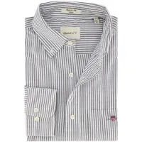 Gant para homem. 3000230 Camisa Oxford de ajuste regular com riscas finas azuis (XL), Azul, Casual, Algodão, Clássico, Manga comprida