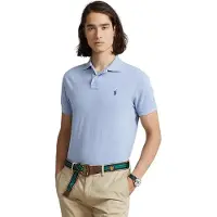 Ralph Lauren para homem. 710548797013 Pólo de piqué de corte justo azul claro (M), Casual, Algodão, Manga curta