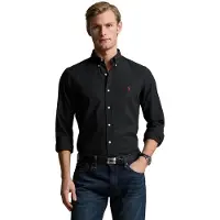 Ralph Lauren para homem. 710928254006 Camisa slim fit de popelina elástica preta (XXL), Preto, Casual, Algodão, Clássico, Manga comprid