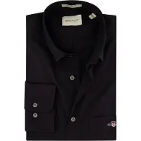 Gant para homem. 3000100 Camisa clássica de popelina Ajuste regular preto (L), Casual, Algodão, Manga comprida