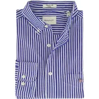 Gant para homem. 3000130 Camisa azul de popelina às riscas Ajuste regular (XXL), Casual, Algodão, Clássico, Manga comprida