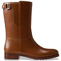Ralph Lauren para mulher. 802980069002 Botins Tasha em pele castanha (35), Couro, Marrom, Plano, Zíper, Casual