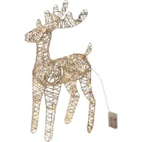 Wellhome Rena De Natal Cor De Champanhe Com 60 Luzes De Led Ouro 36x14x60 Cm
