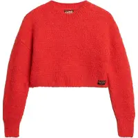 Superdry para mulher. W6110527A Camisola de malha curta com textura vintage vermelha (XL), Vermelho, Casual, Acrílico
