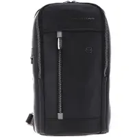 Piquadro , couro, mochila de couro, preta, alça única, masculina, 19 x 32 x 8 cm