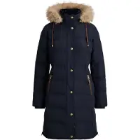 Lauren Apparel para mulher. 297957509008 Casaco de penas com pelo sintético azul-marinho (XL), Casual, Poliéster