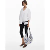 Desigual , Bolsa saco grande com flores, Azul, U