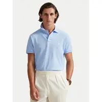 Ralph Lauren para homem. 710782592013 Polo piqué Custom Slim Fit azul-claro icônico (L), Casual, Algodão, Manga curta
