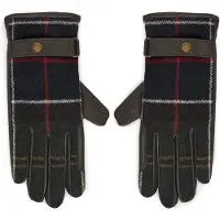 Barbour para mulher. LGL0133 Luvas de pele Aubrey Tartan castanhas (L), Marrom, Casual