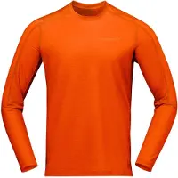 Norrøna - Vestuário caminhada - Falketind Equaliserull Long Sleeve M Gold Flame para Homem - Tamanho L - Laranja
