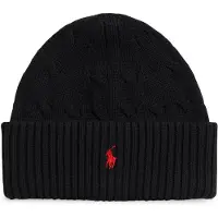Ralph Lauren unisex. 323980663003 Gorro de algodão em ponto de oitos preto (L/XL), Casual