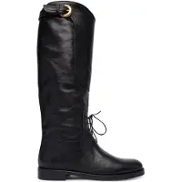 Weekend Max Mara para mulher. 2525796015600 Botas de couro Visby pretas (40), Preto, Plano, Cordão, Casual, Clássico